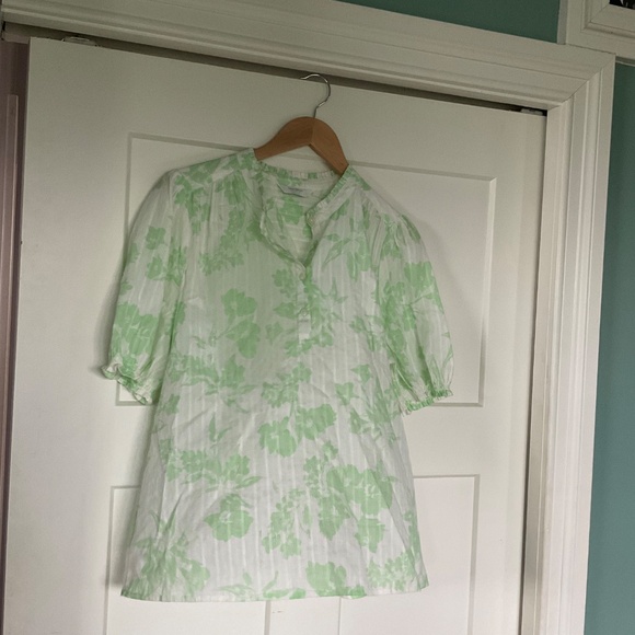 Lucky Brand Women's Short Sleeve Ruffle Collar Feminine Popover Top Sz Large - Picture 5 of 6